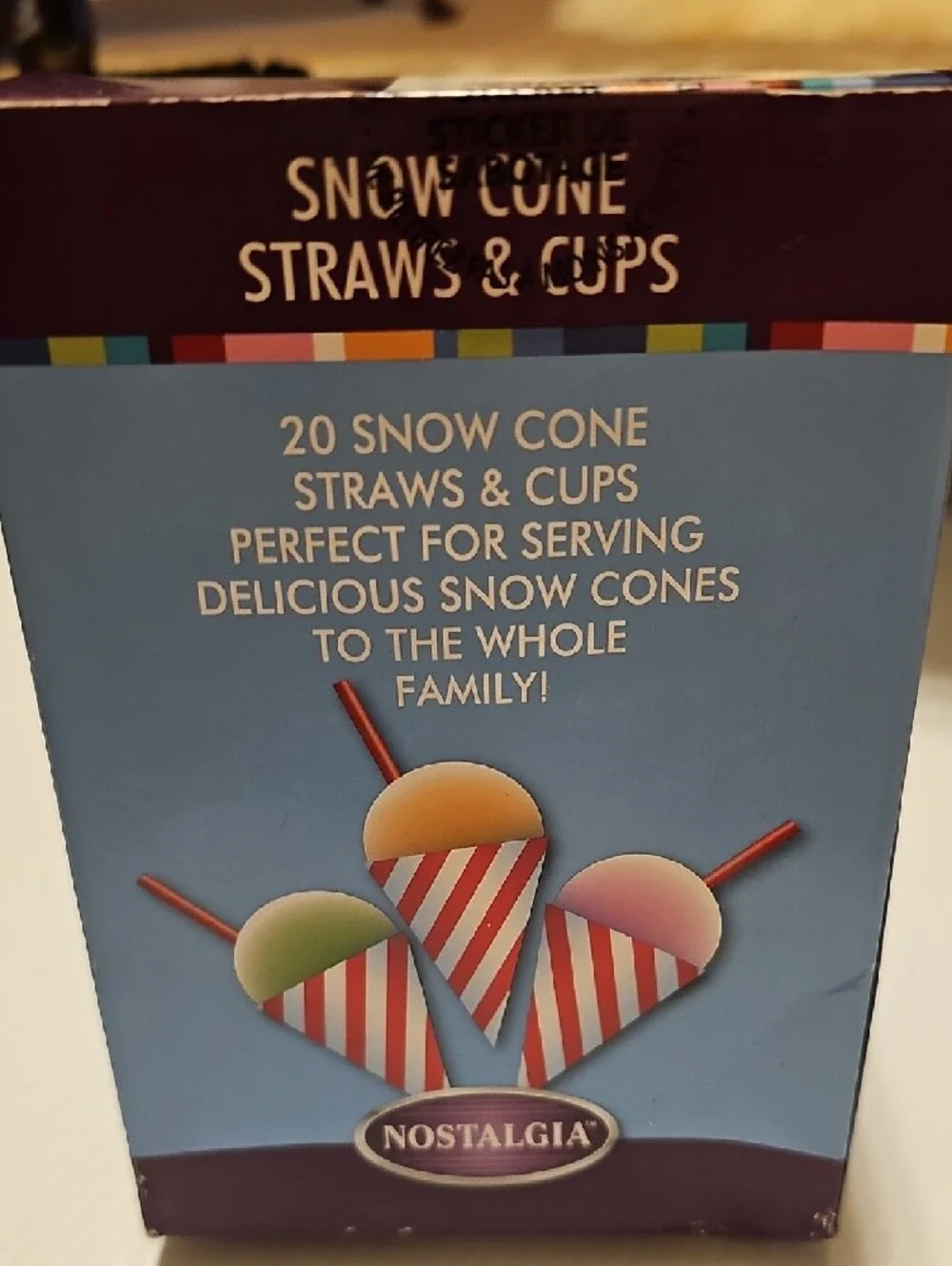 Nostalgia Red and White Stripe Snow Cone Cups with Red Straws - 20 Pack